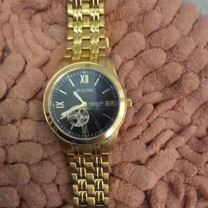 Bulova Gold Watch with Black Dial